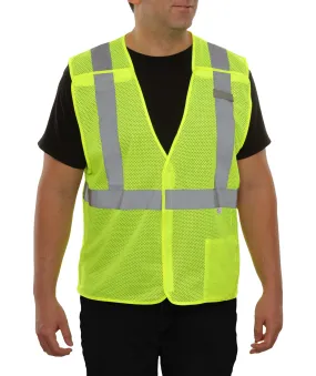 582ETLM Economy Safety Vest: Hi-Vis Vest: 5pt Breakaway Mesh: ANSI 2