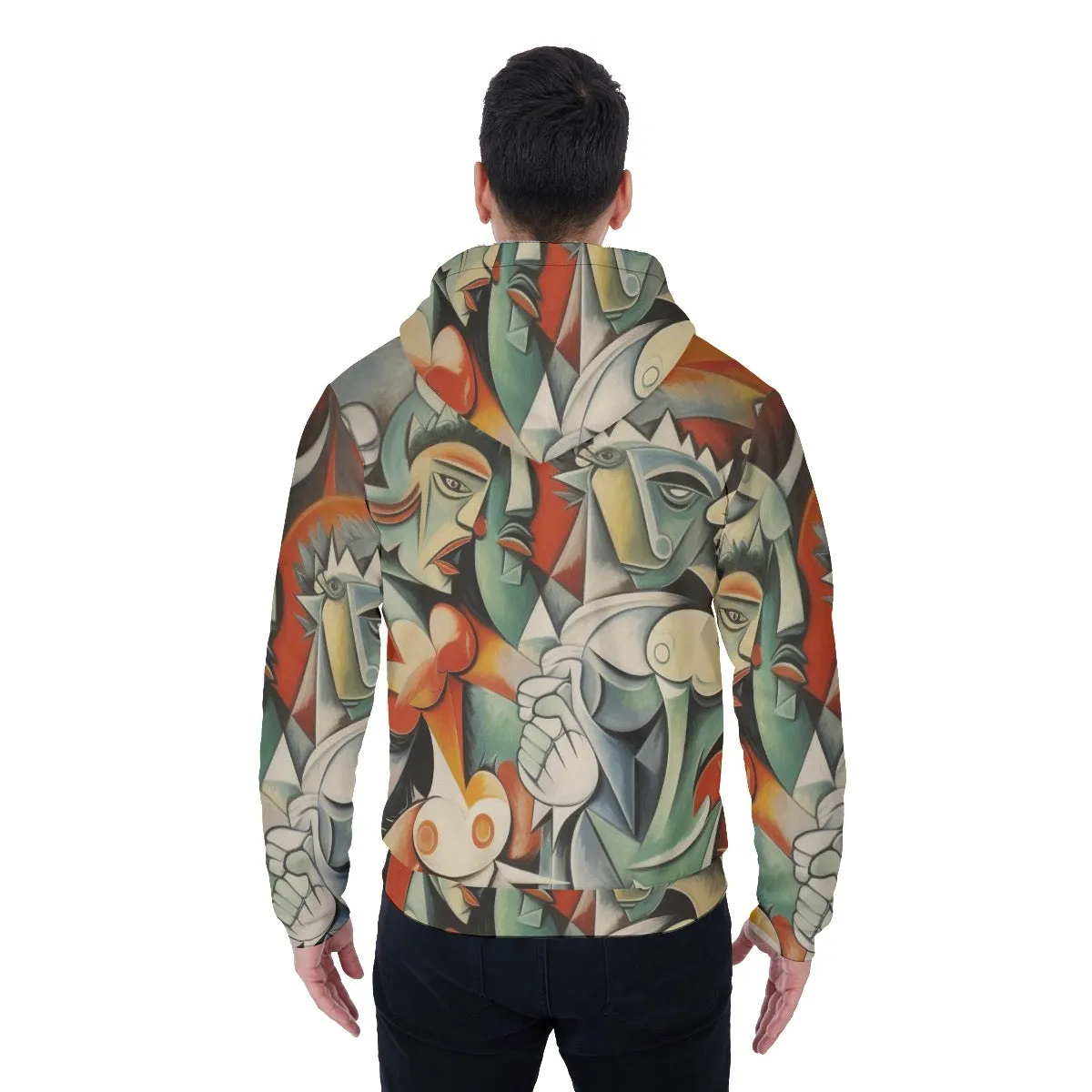 All-Over Print Men's Sherpa Fleece Zip Up Hoodie, people, abstract, print, #25aa6