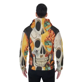 All-Over Print Men's Sherpa Fleece Zip Up Hoodie, skull, themed, print, #25NN