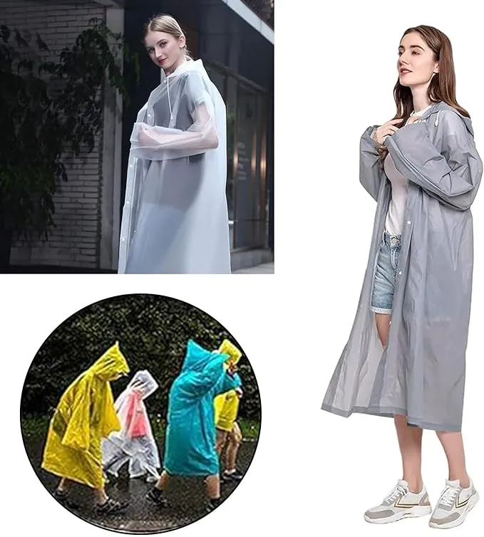 Bosdontek Rain Poncho for Adult, 2 Pcs Portable Waterproof Rain Ponchos for Women & Men, Reusable EVA Raincoat Ponchos with Hoods Emergency Rainwear for Festival, Traveling, Outdoor