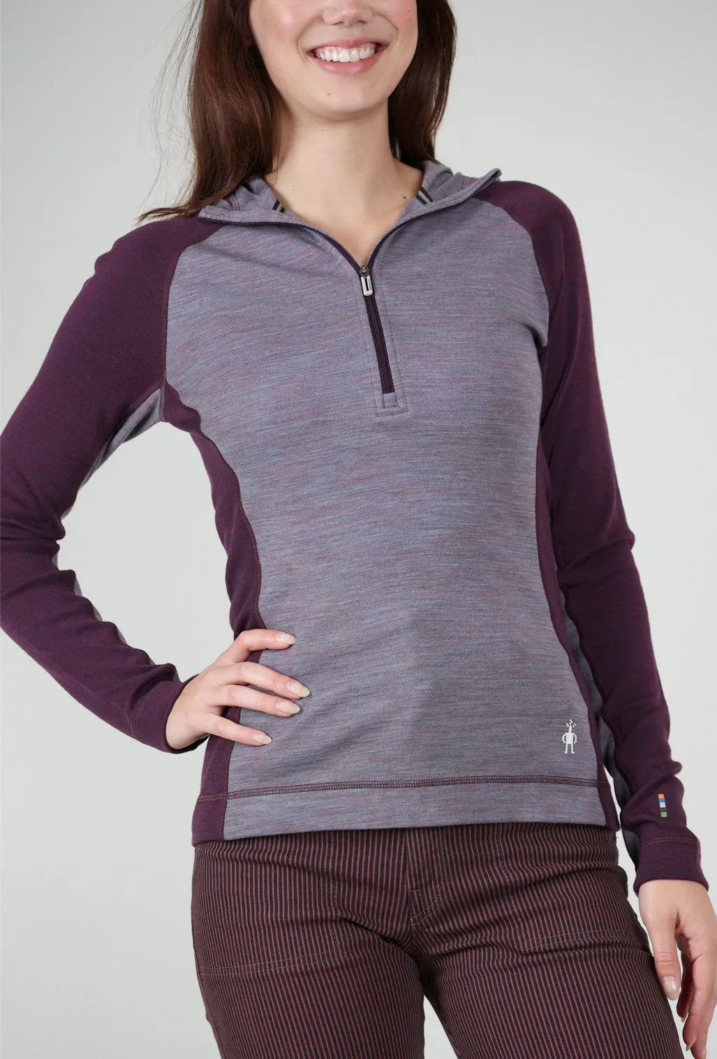 Classic Thermal Merino 1/2 Zip Hoodie, Violet/Purple Iris