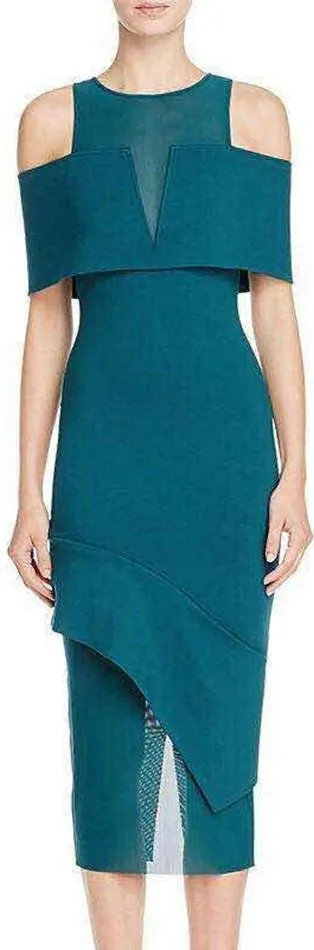 Cold-Shoulder Stretch Midi Dress