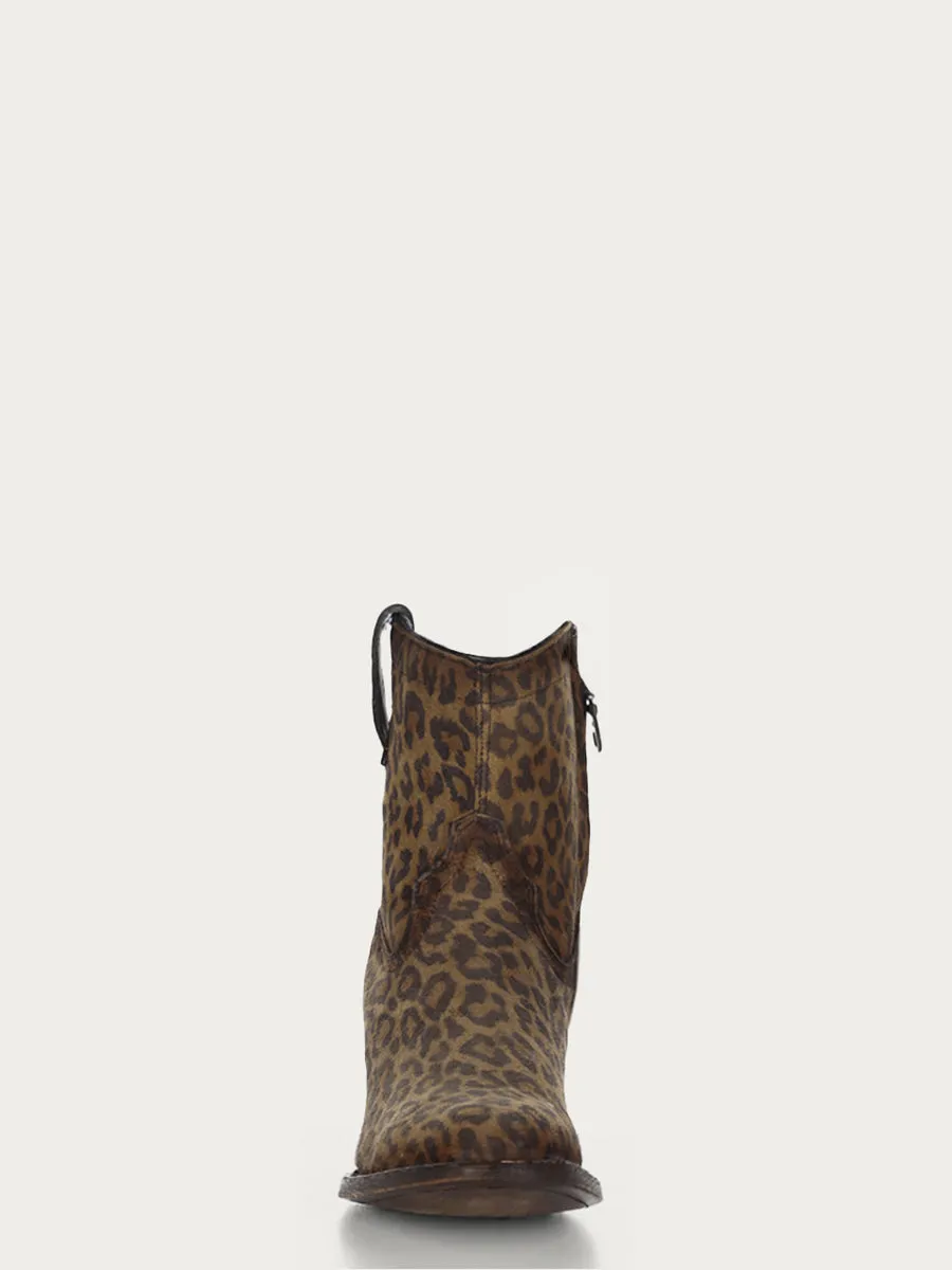 Corral Boots WOMEN'S ROUND TOE ANKLE BOOT WITH ZIPPER - LEOPARD