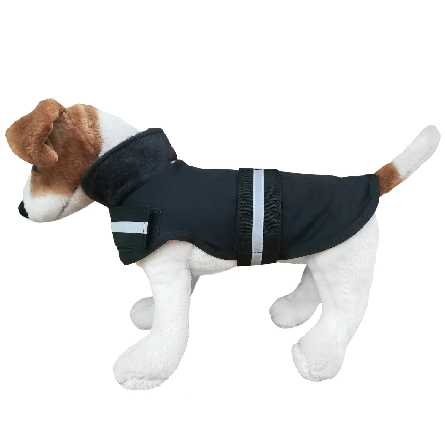 Dog Coat with Reflective Band - Black