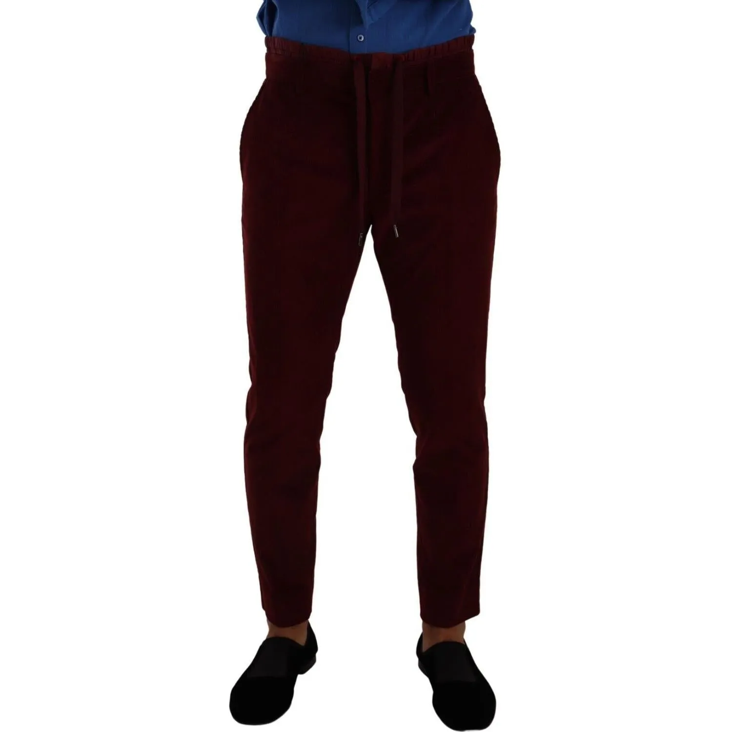 Dolce & Gabbana Elegant Bordeaux Velvet Dress Trousers