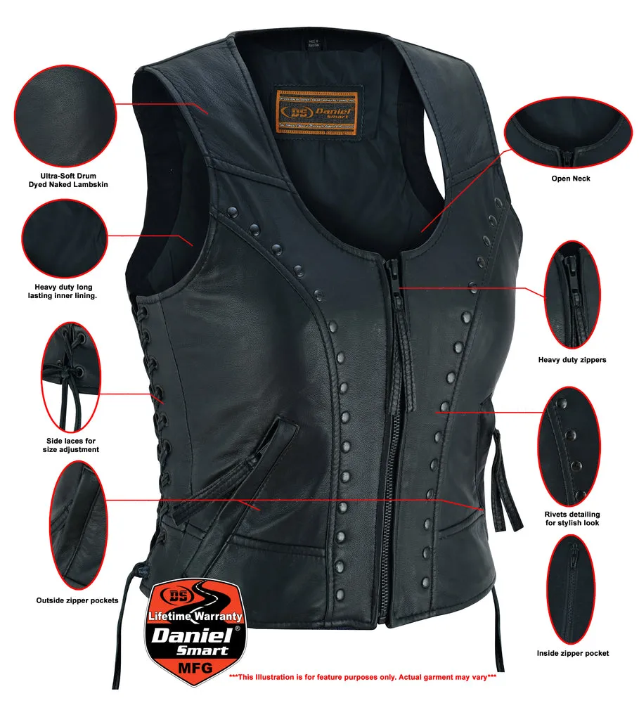 DS241 Women's Lightweight Vest with Rivets Detailing