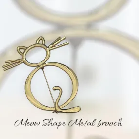 Golden Color Meow Shape Metal Brooch