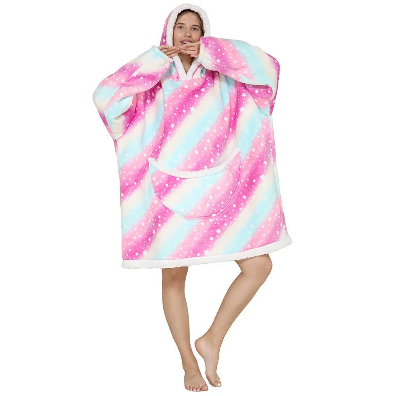 Hoodies Blankets Lazy Coat Thermal Head Cover Cold-Proof Clothes Fleece