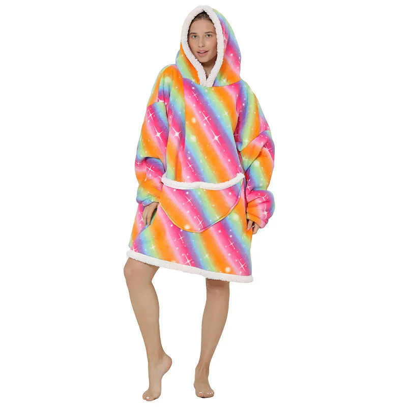 Hoodies Blankets Lazy Coat Thermal Head Cover Cold-Proof Clothes Fleece