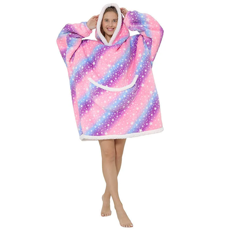 Hoodies Blankets Lazy Coat Thermal Head Cover Cold-Proof Clothes Fleece