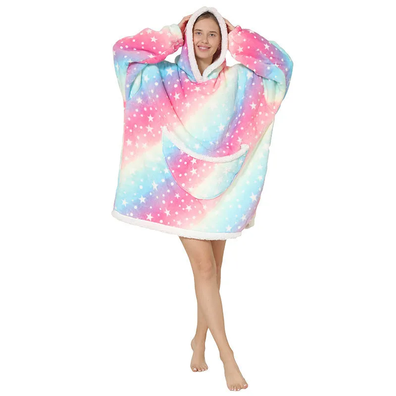 Hoodies Blankets Lazy Coat Thermal Head Cover Cold-Proof Clothes Fleece