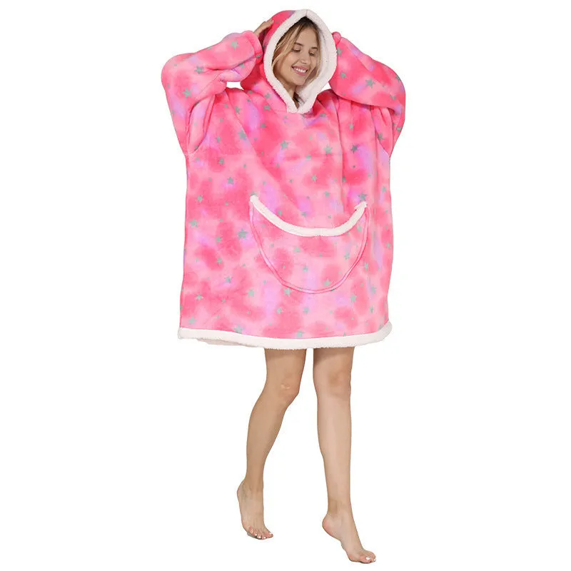 Hoodies Blankets Lazy Coat Thermal Head Cover Cold-Proof Clothes Fleece