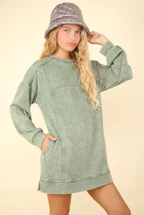 Just BE. VERY J Mineral Washed Sweatshirt Mini Dress