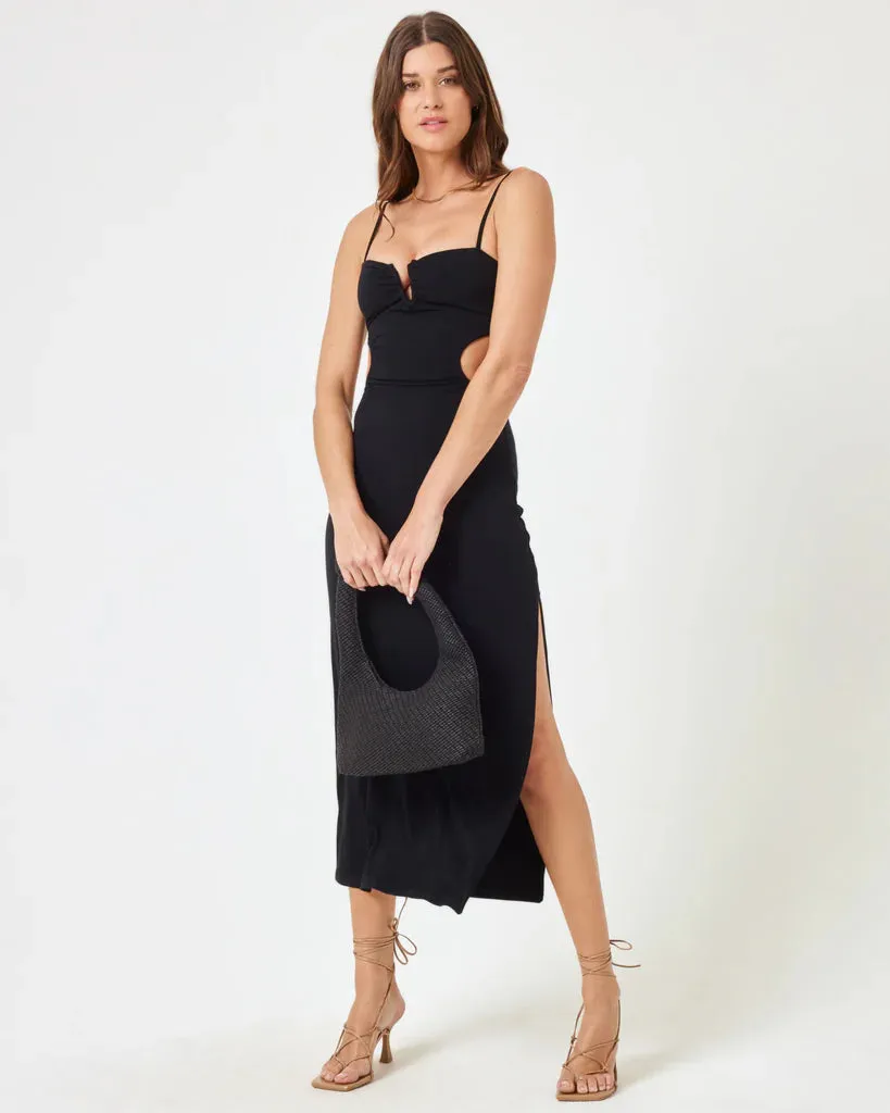 LSPACE CAMERON CUTOUT RIB COVER-UP MIDI DRESS - BLACK