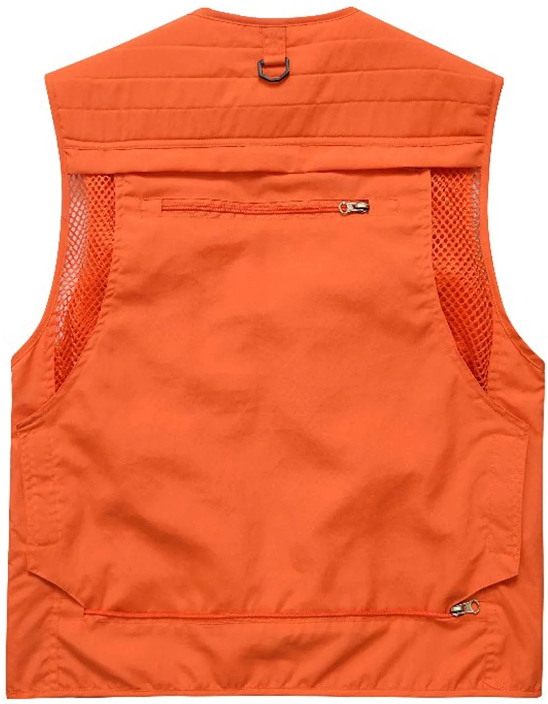 Men's Orange Outdoor Vest Jacket Multi Pockets