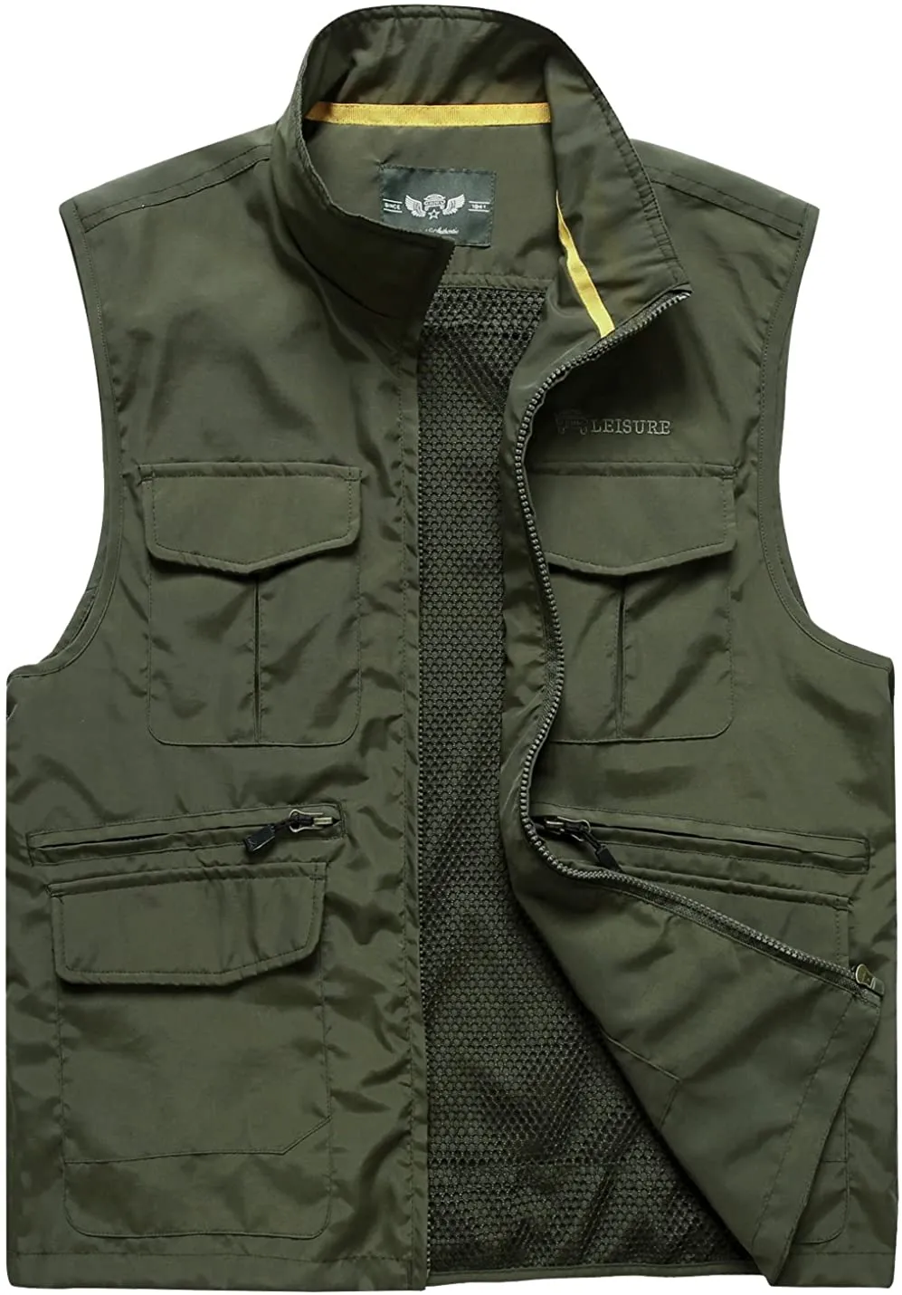 Men's Orange Outdoor Vest Jacket Multi Pockets