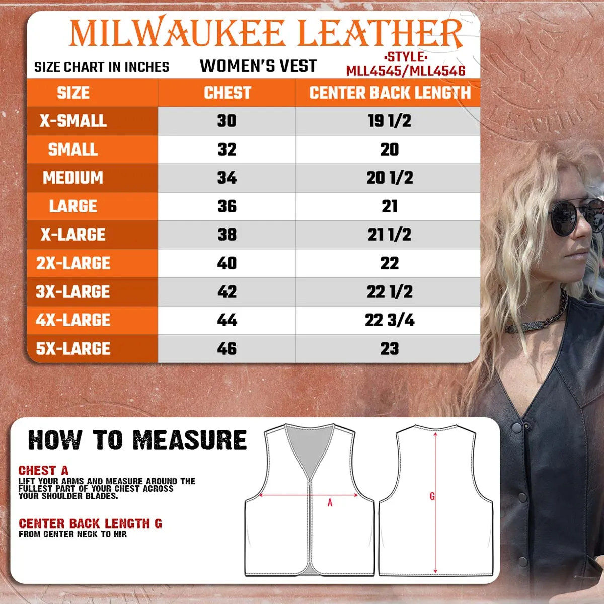 Milwaukee Leather MLL4545 Women's Black Premium Leather Lightweight Classic 4-Snap V-Neck Motorcycle Rider Vest