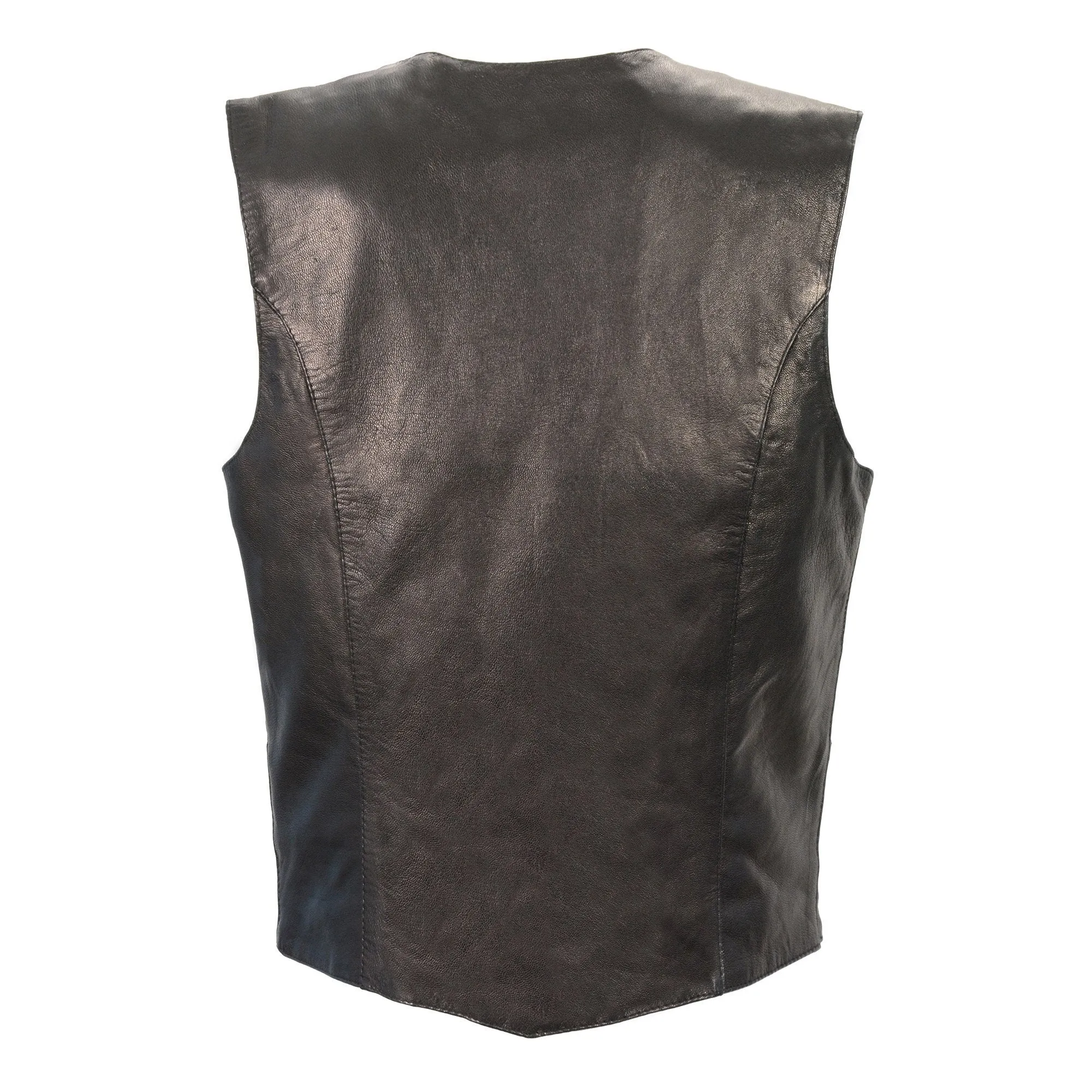 Milwaukee Leather MLL4545 Women's Black Premium Leather Lightweight Classic 4-Snap V-Neck Motorcycle Rider Vest