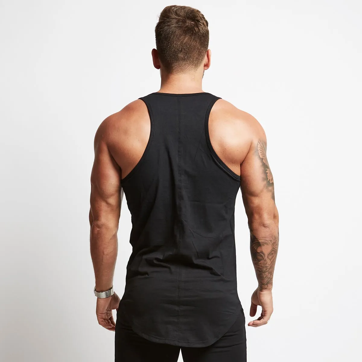 Vanquish Essential Black Longline Tank Vest