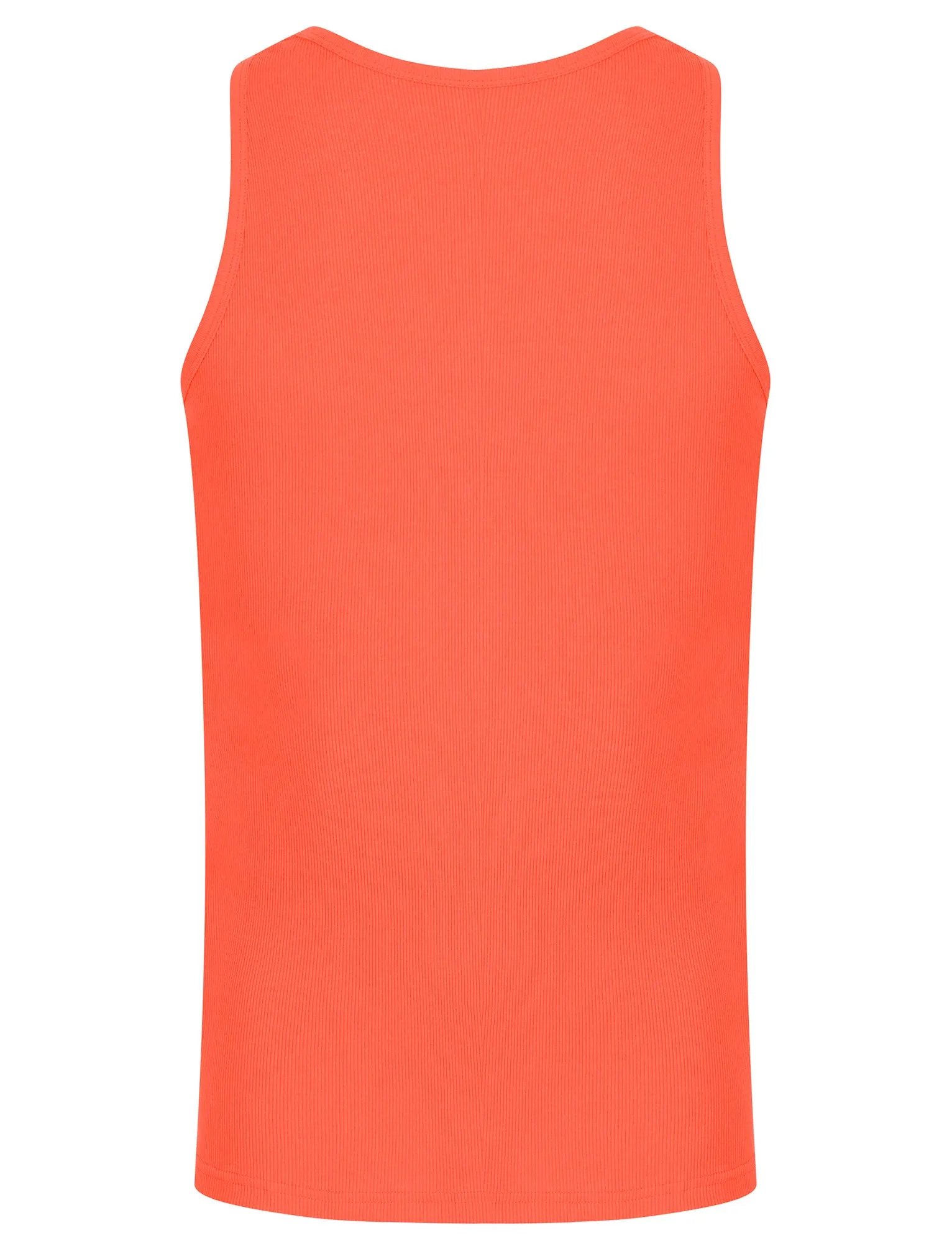 Victory 4 Pack Cotton Ribbed Sleeveless Vest Tops in Hot Coral / Light Grey Marl / Jet Black / Blue Horizon - South Shore