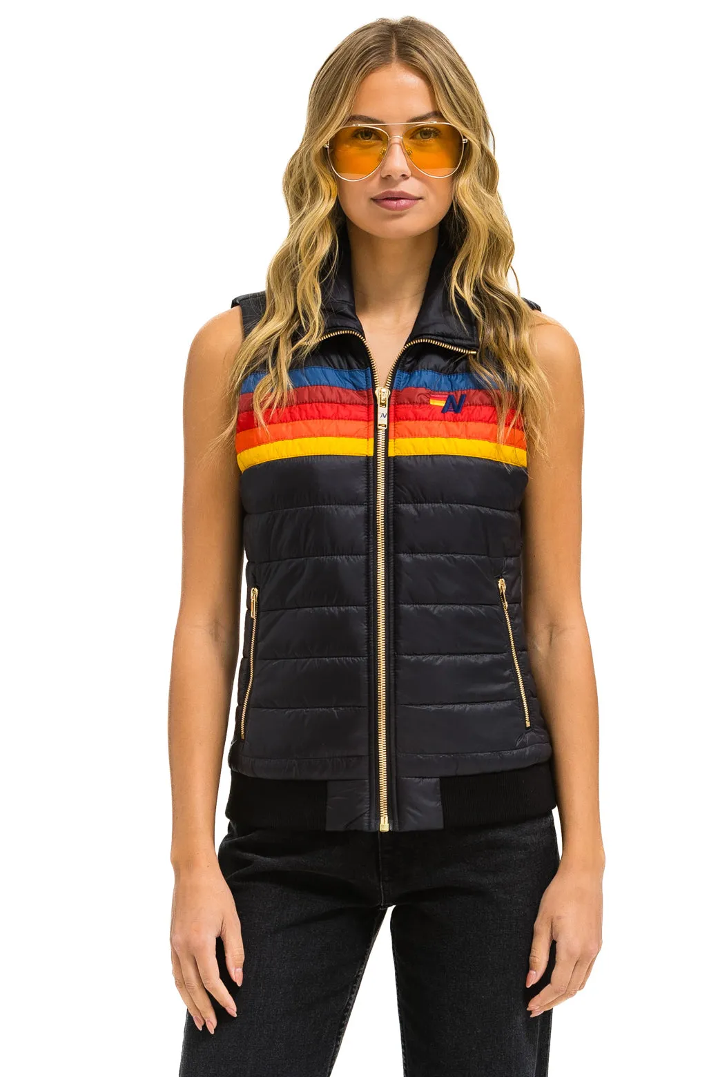 WOMEN'S 5 STRIPE VEST - BLACK