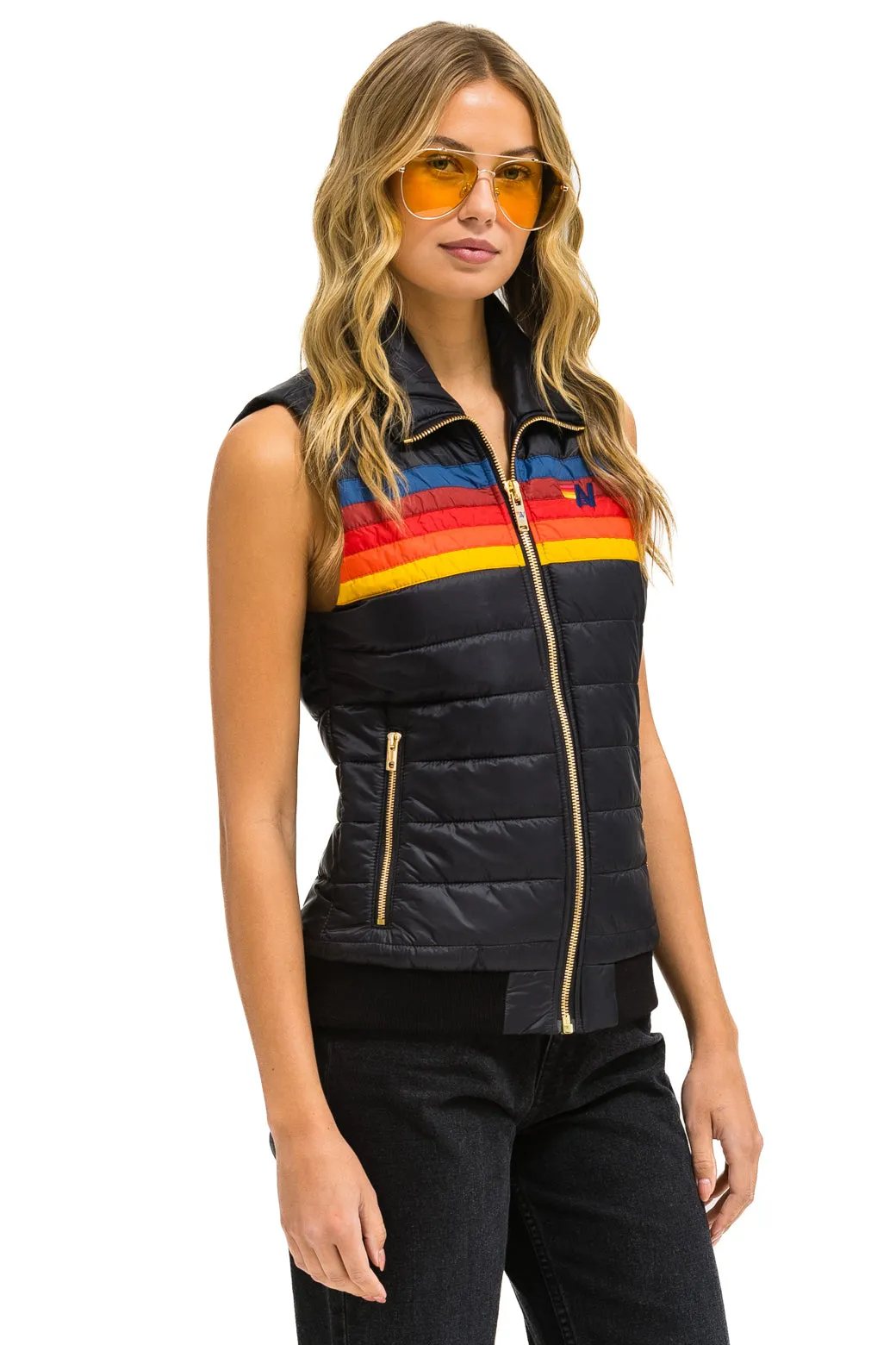 WOMEN'S 5 STRIPE VEST - BLACK