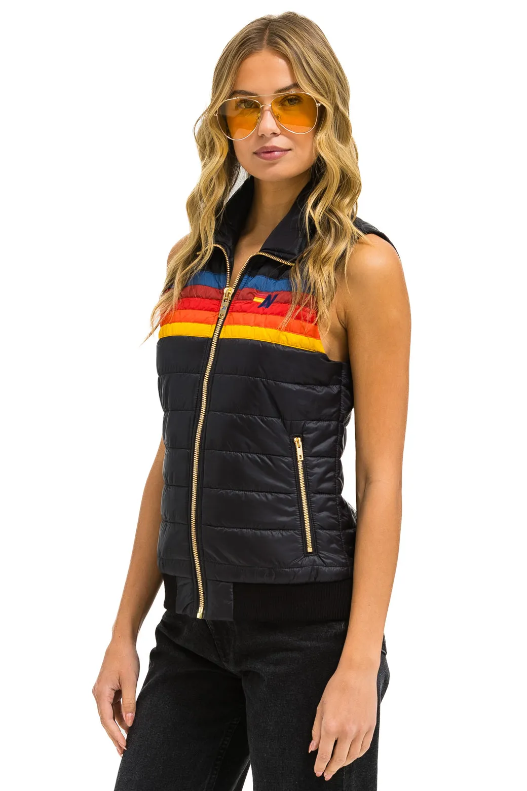 WOMEN'S 5 STRIPE VEST - BLACK