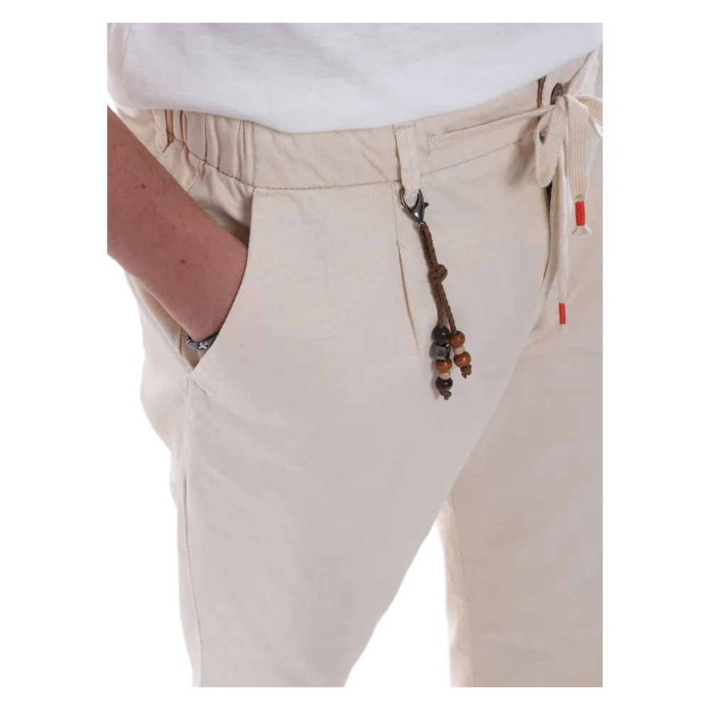 Yes Zee Chic Beige Regular Fit Cotton Trousers